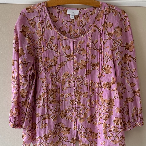 Joie Tops - J. Jill Floral Button-Front Blouse with Brown/peach Print